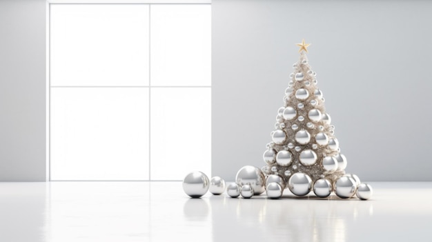 Christmas tree with golden balls and white balls