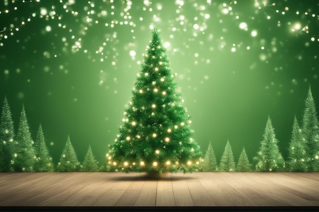 Christmas tree with green room background