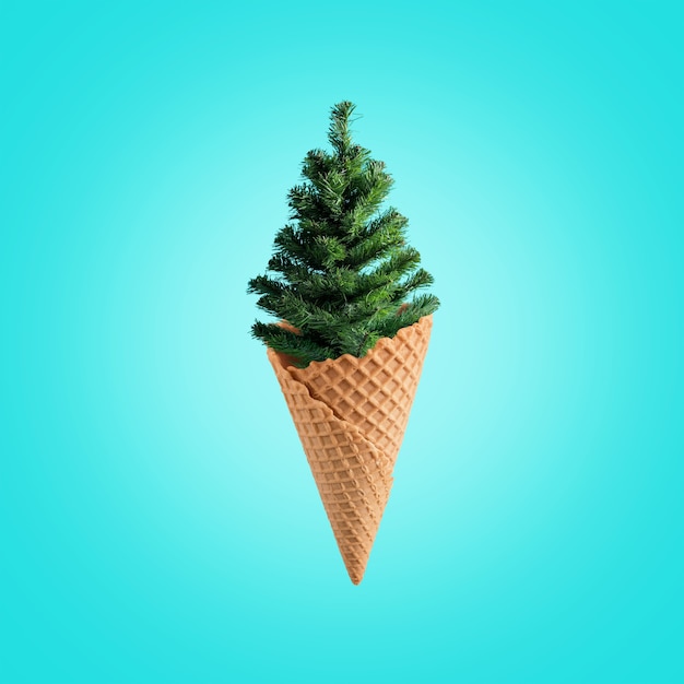 Christmas tree with ice cream cone