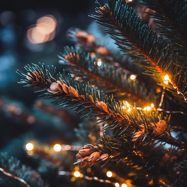 Christmas tree with lights and a christmas tree