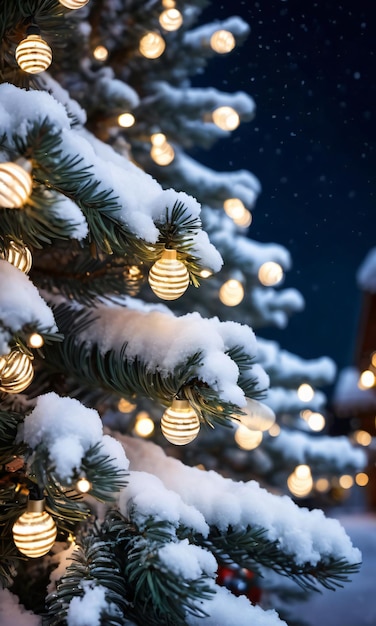 A Christmas Tree With Lights On It