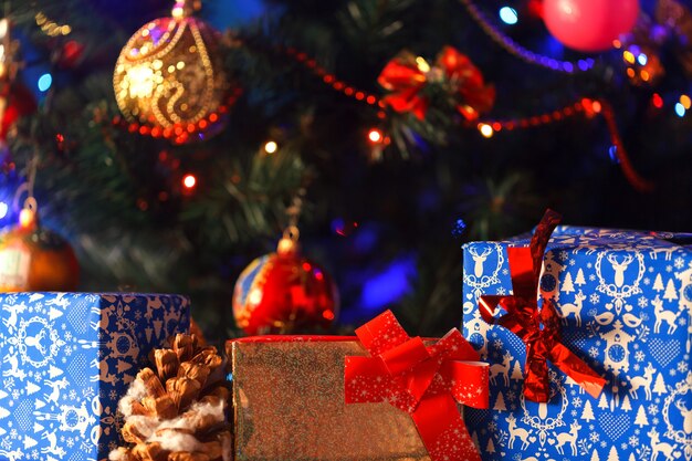 Christmas tree with luminous garlands