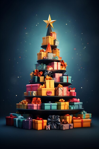 a christmas tree with many colorful boxes and a sign that says quot the year of the year quot