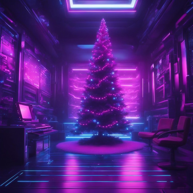 Christmas tree with neon lights