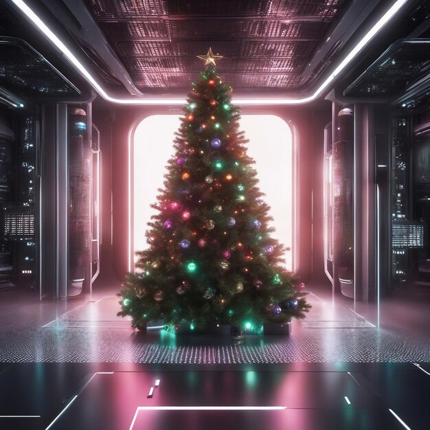 Christmas tree with neon lights