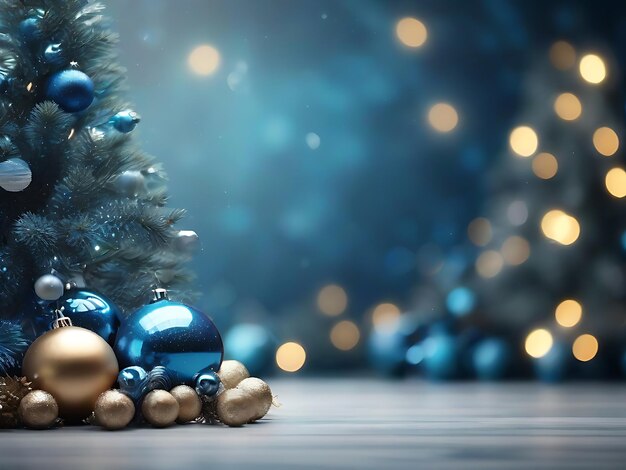 Christmas Tree With Ornaments In Blue