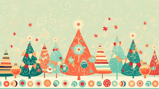 Photo christmas tree with ornaments pattern ai generated