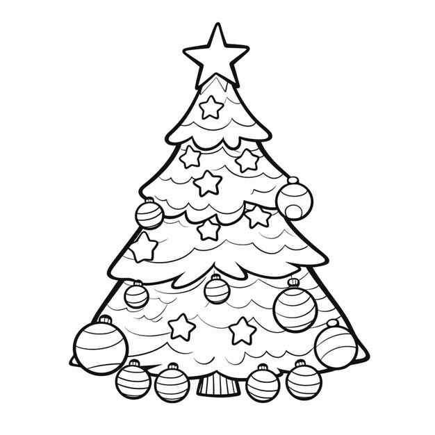 a christmas tree with ornaments and a star on top generative ai