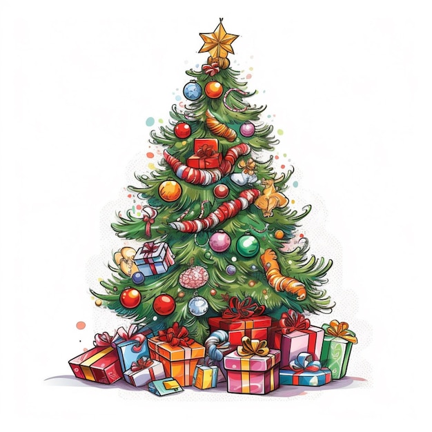 Premium AI Image A christmas tree with presents and a christmas tree