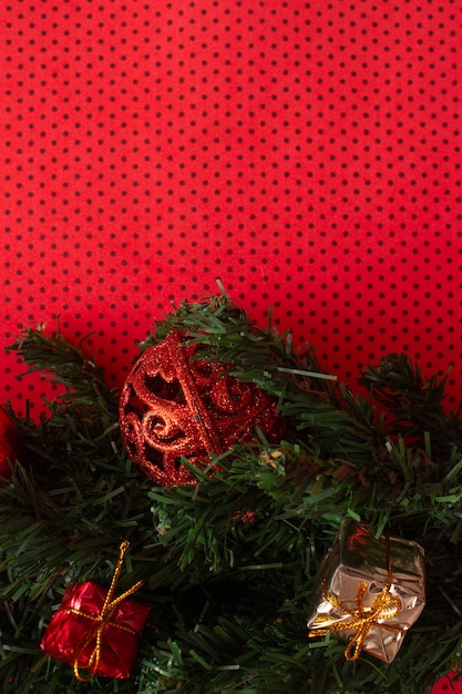 Christmas tree with various christmas ornaments