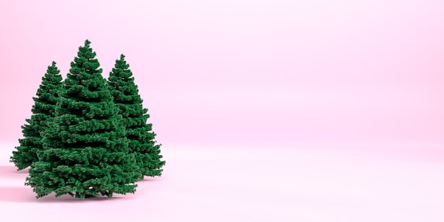 Christmas trees isolated on pink