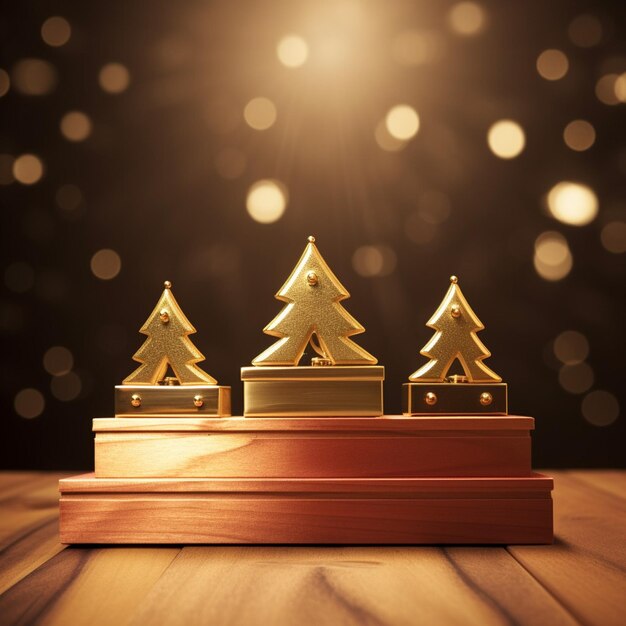 Christmas trees and podium