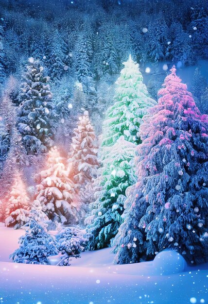 色とりどりのイルミネーションが美しいクリスマスツリー 正月の明るい雰囲気