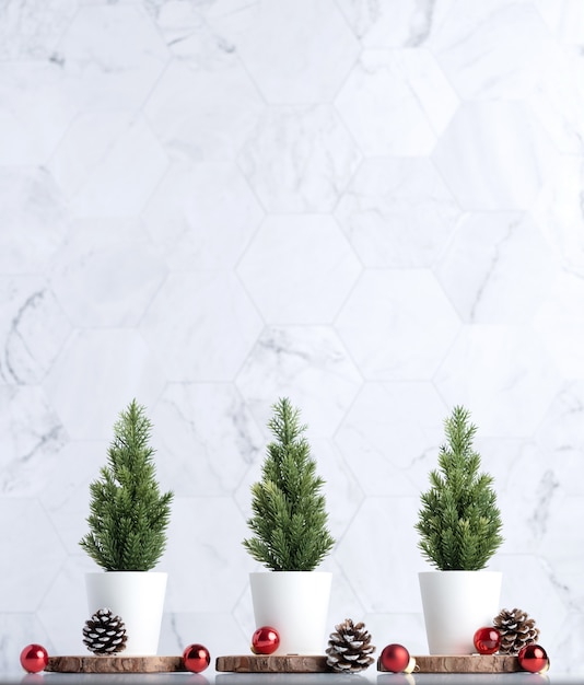 Christmas trees with pine cones and Christmas balls