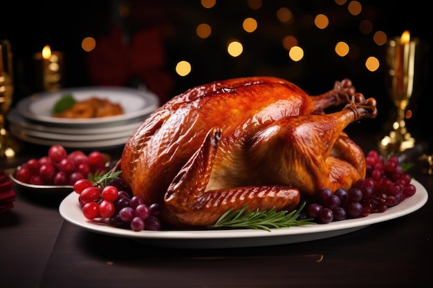 クリスマス・ターキーの料理 - クリスマスや感謝祭の伝統的な食事