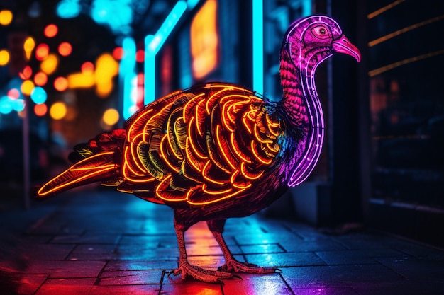 Foto tacchino di natale in stile neon