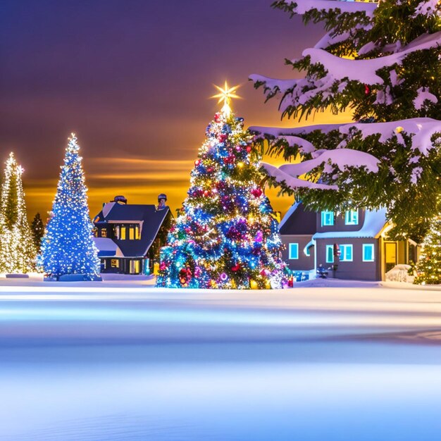 Photo christmas vacation escape with snowy landscapes memorable holiday season celebration