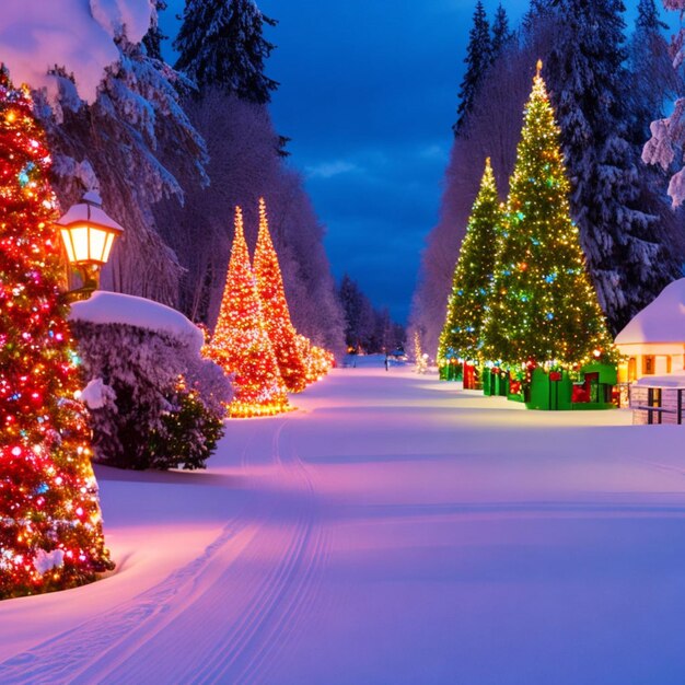 Photo christmas vacation escape with snowy landscapes memorable holiday season celebration