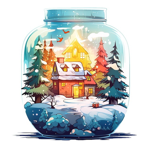 Christmas view in jar