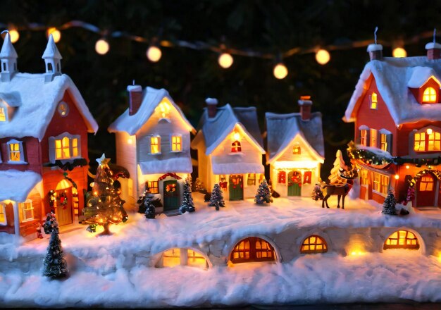 A Christmas Village Display With Soft Glowing Lights