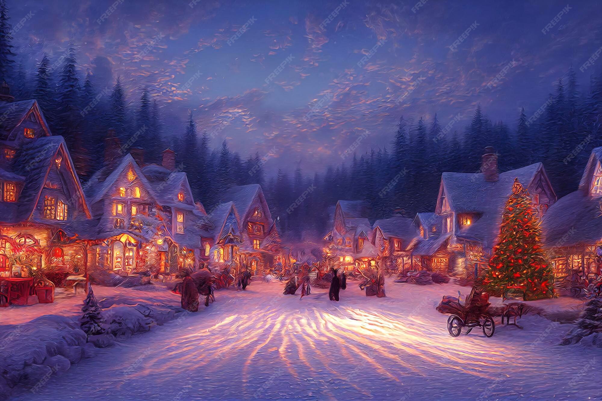 Premium Photo Christmas village in the mountains winter landscape