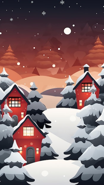 Christmas village scene banner AI Generated illustration