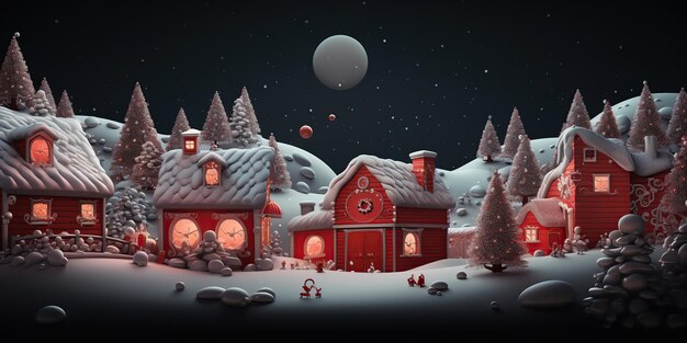 Premium AI Image | Christmas village scene banner AI Generated