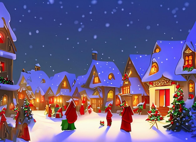 Photo christmas village under the snow art illustration