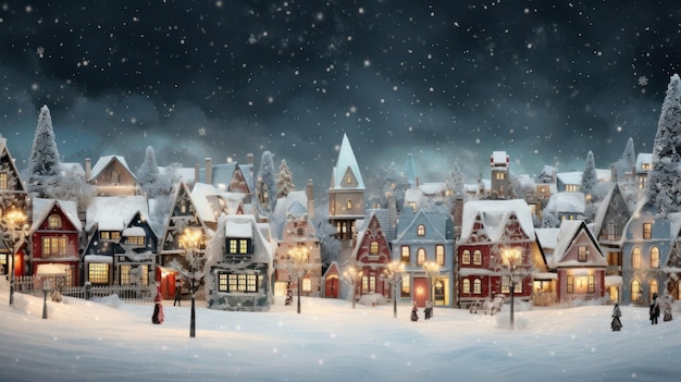 Christmas village in vintage style Generative AI