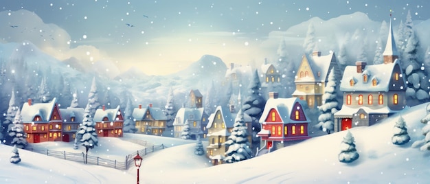 Christmas village in vintage style Generative AI