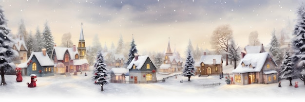 Christmas village in vintage style Generative AI