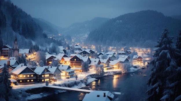 Foto clima natalizio città di neve