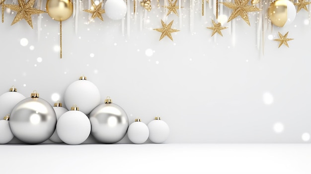 Christmas white background design with Christmas ball on white background