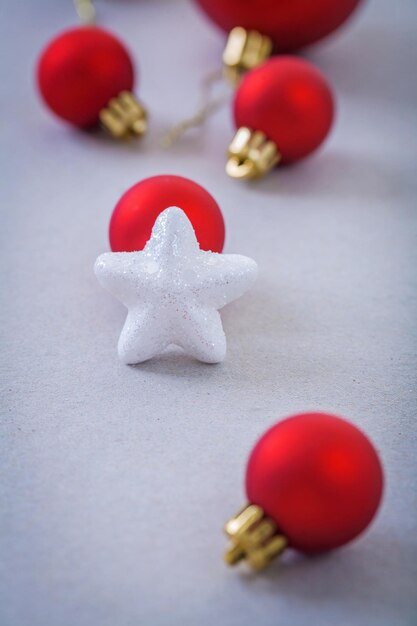 Christmas white star and red balls