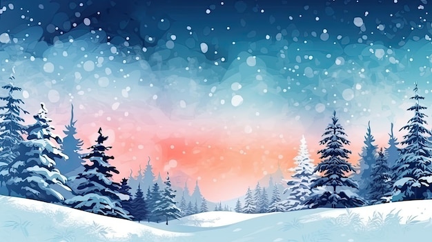 Christmas winter background with a lots of pristine snow