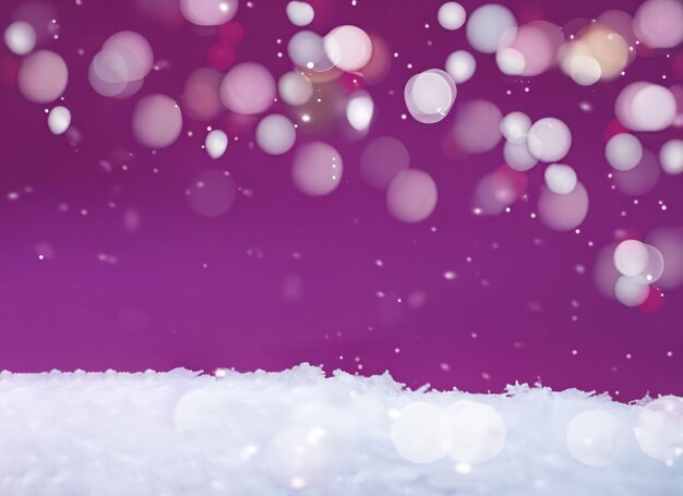 Christmas winter background with snow and blurred bokeh merry christmas and happy new year