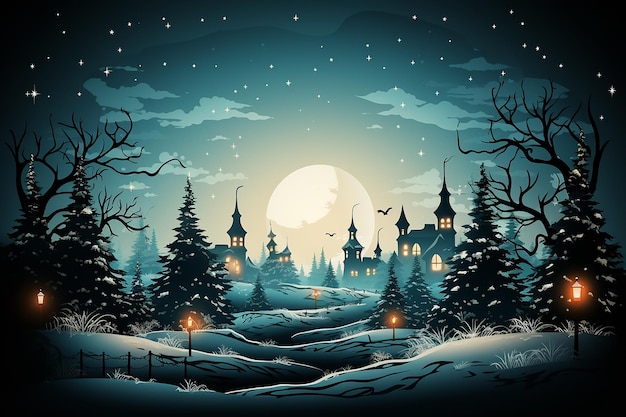 Christmas in winter forest wallpaper