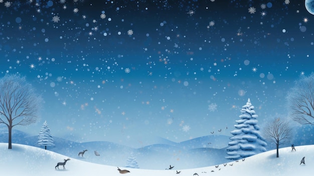 Рождественская зимняя сцена фон праздничный дизайн текста макет