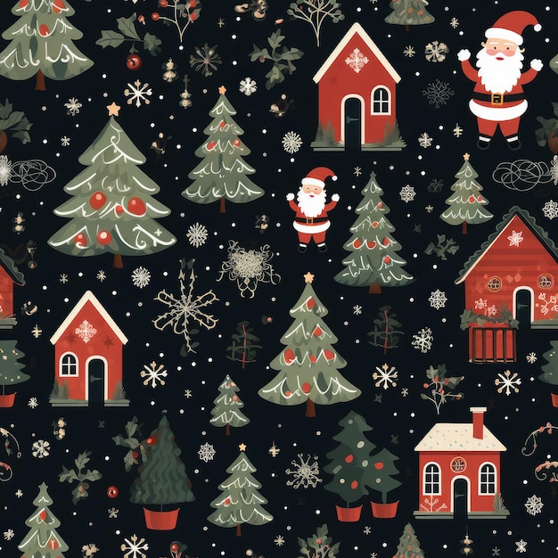 Christmas winter seamless pattern Party retro Generate Ai