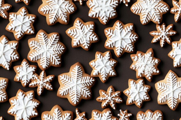 Рождественские зимние печенье с снежинками беспрепятственный повторяющийся фон