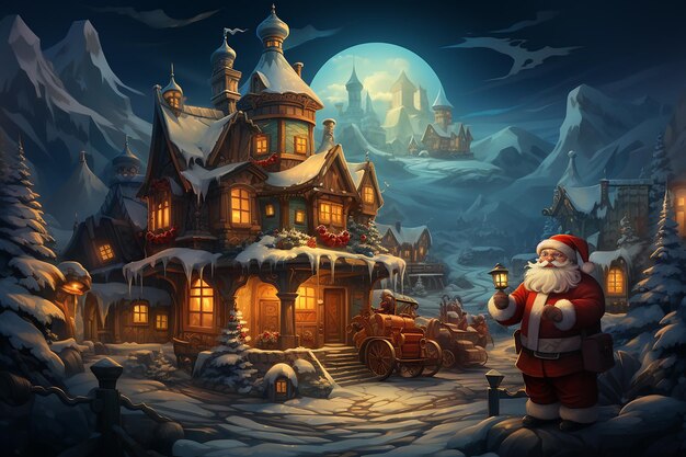 Christmas winter village background