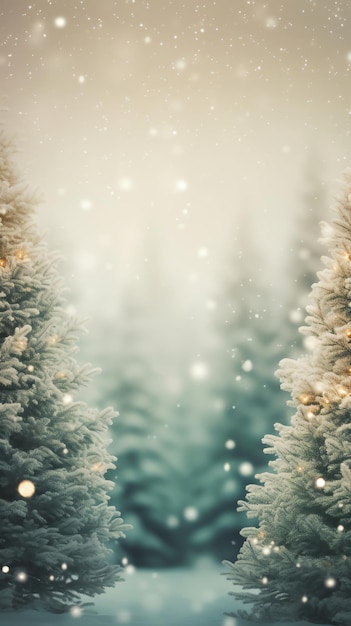크리스마스 겨울의 원더랜드 녹색 스프루스 나무 숲 AI 생성 이미지