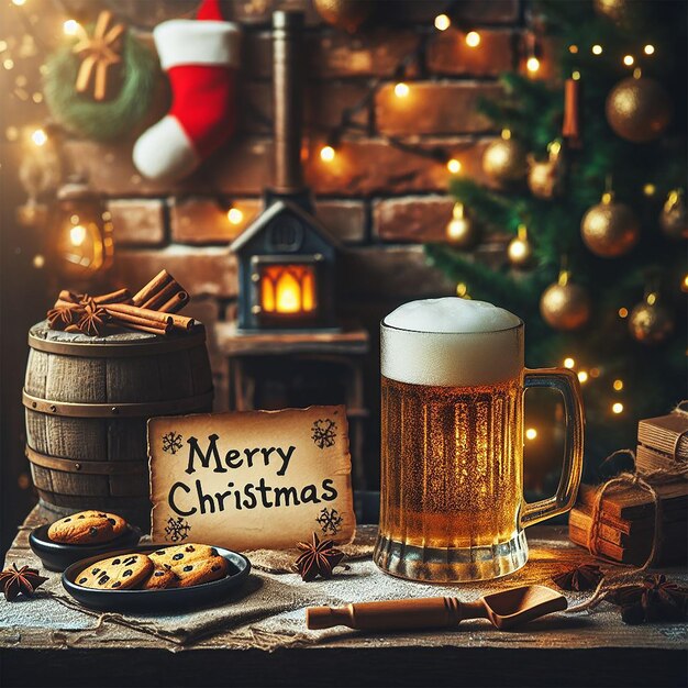 Foto natale con la birra e un messaggio