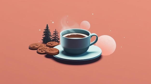 Christmas with cookies and hot cocoa AI generated