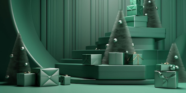 Christmas with tree and gifts for mock up
