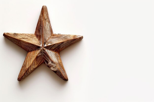 Фото Рождественская деревянная звезда изолирована на белом фоне generative ai