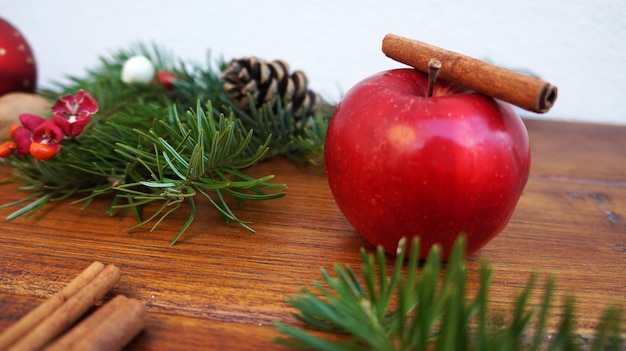 Christmas wooden background with Christmas decoration