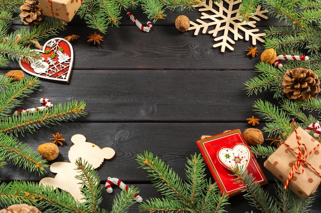 Christmas wooden background with Christmas decoration