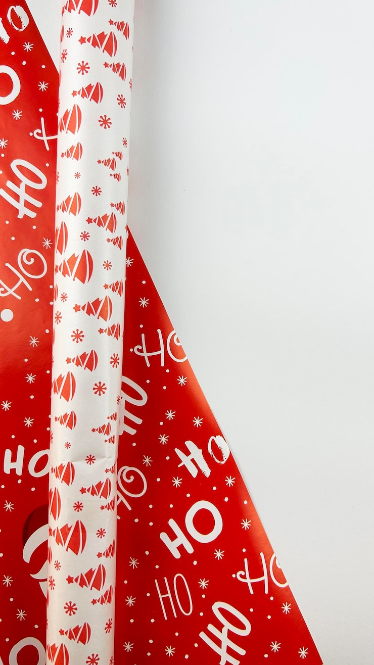 Photo christmas wrapping paper on a white background