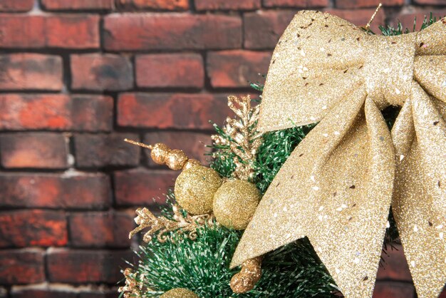 Christmas wreath, beautiful Christmas wreath on a table with rustic background, selective focus.